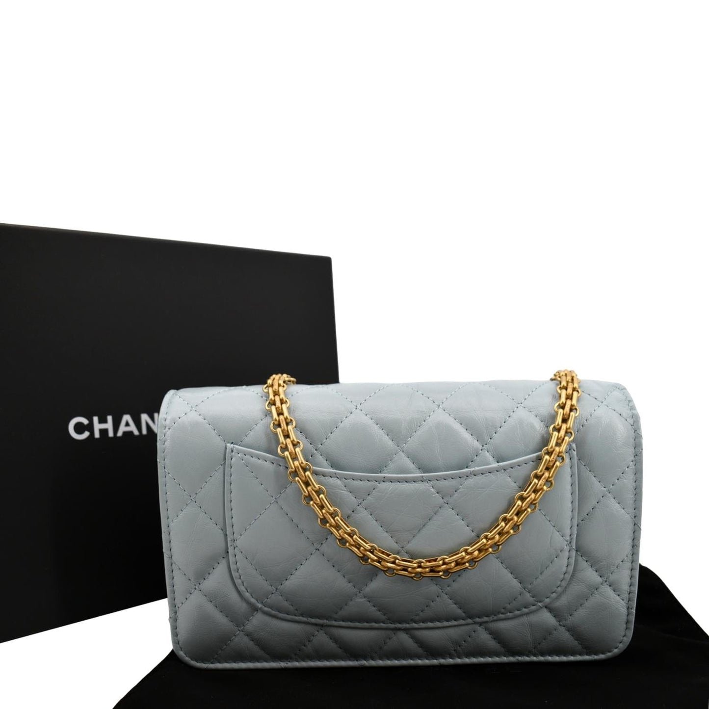 CHANEL Classic 2.55 Reissue WOC Quilted Leather Crossbody Bag Light Blue