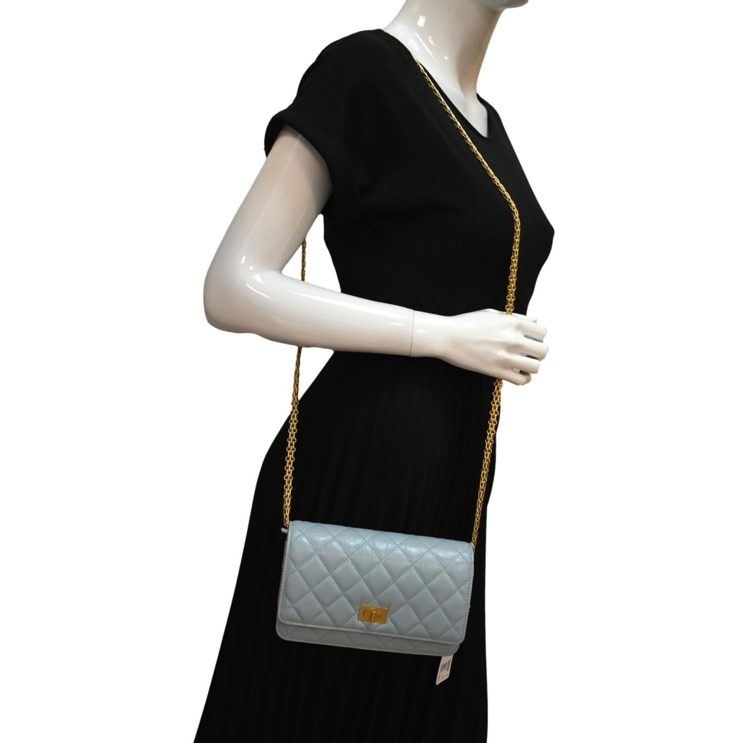 CHANEL Classic 2.55 Reissue WOC Quilted Leather Crossbody Bag Light Blue