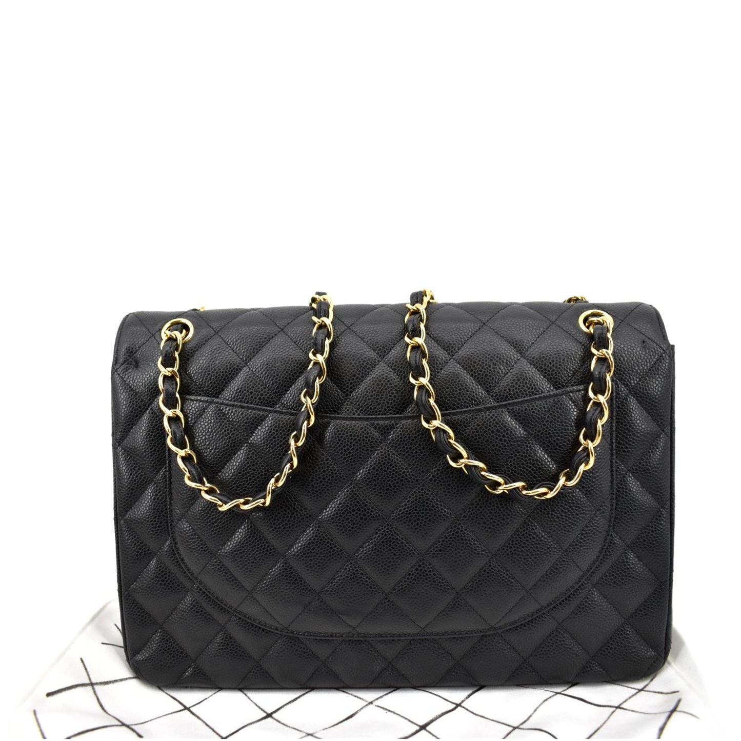 CHANEL Maxi Classic Flap Caviar Leather Shoulder Bag Black
