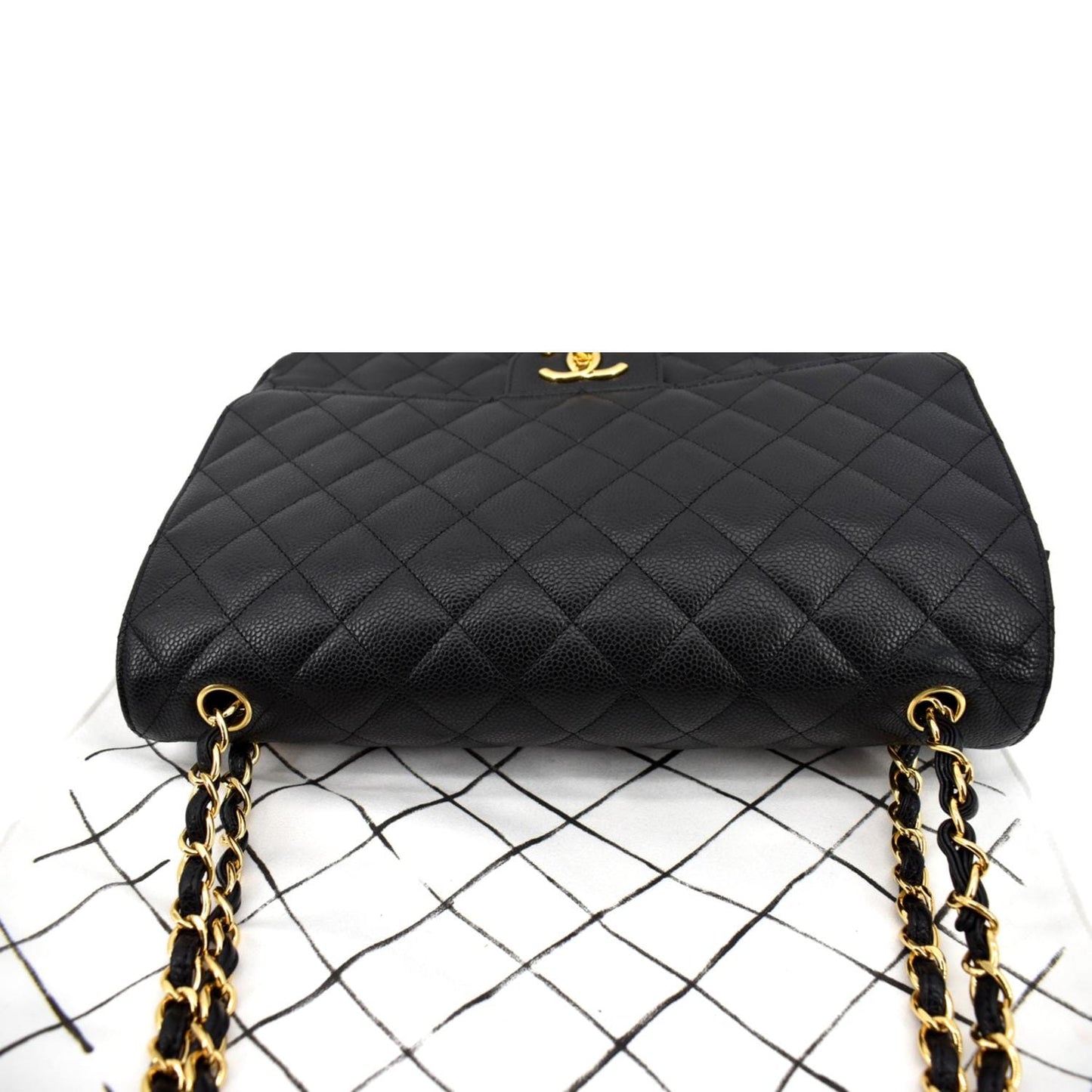 CHANEL Maxi Classic Flap Caviar Leather Shoulder Bag Black