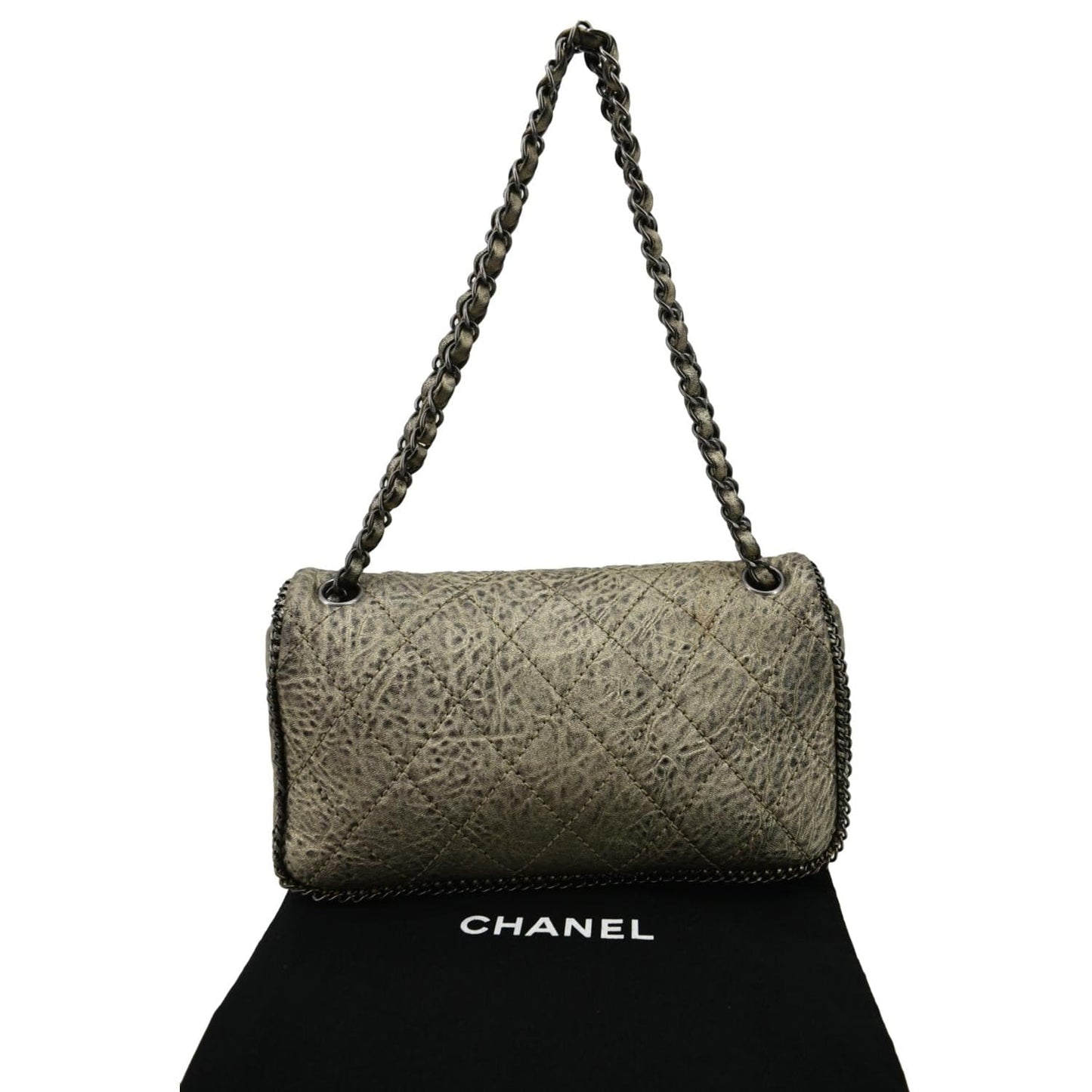 CHANEL Distressed Leo Lion Medium Flap Lambskin Leather Shoulder Bag Metallic