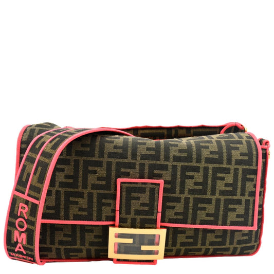 FENDI FF Roma 1974 Jacquard Canvas Shoulder Bag Pink - Hot Deals