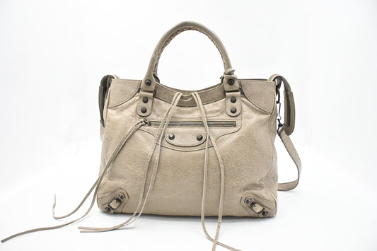 Balenciaga Medium Le City in Beige Arena Leather