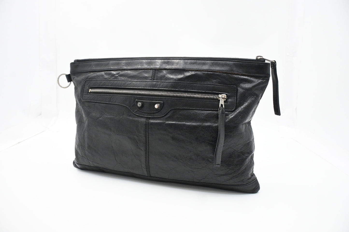 Balenciaga City Clutch in Black Leather