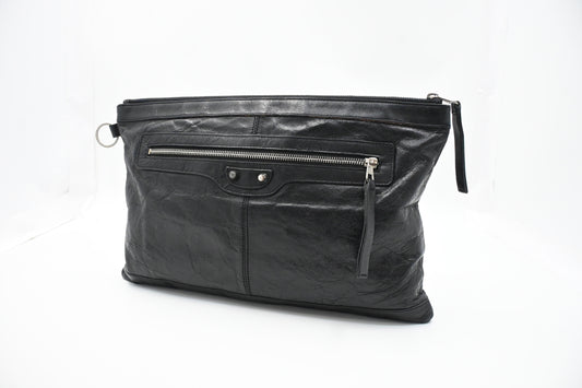 Balenciaga City Clutch in Black Leather