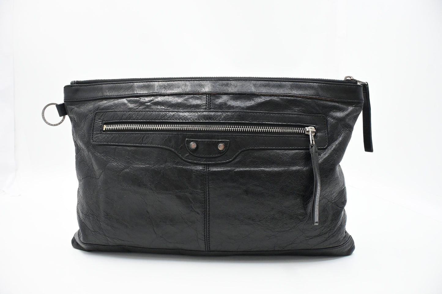 Balenciaga City Clutch in Black Leather