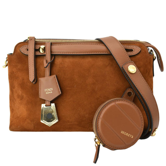 FENDI By The Way Medium Suede Boston Crossbody Bag Brown