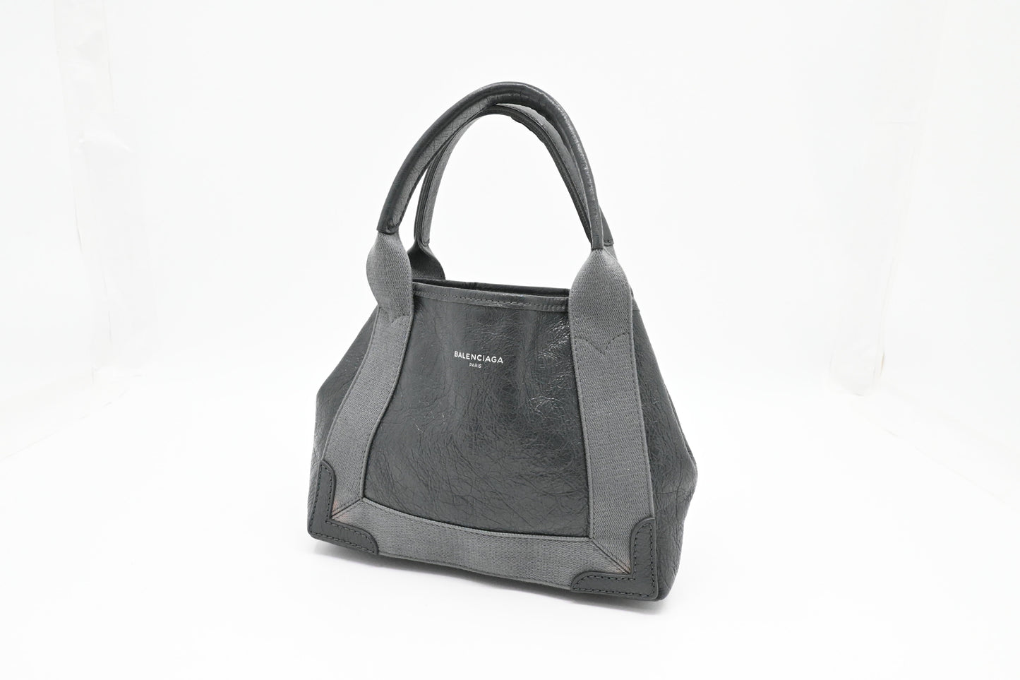 Balenciaga Navy Cabas XS Tote in Gray Leather