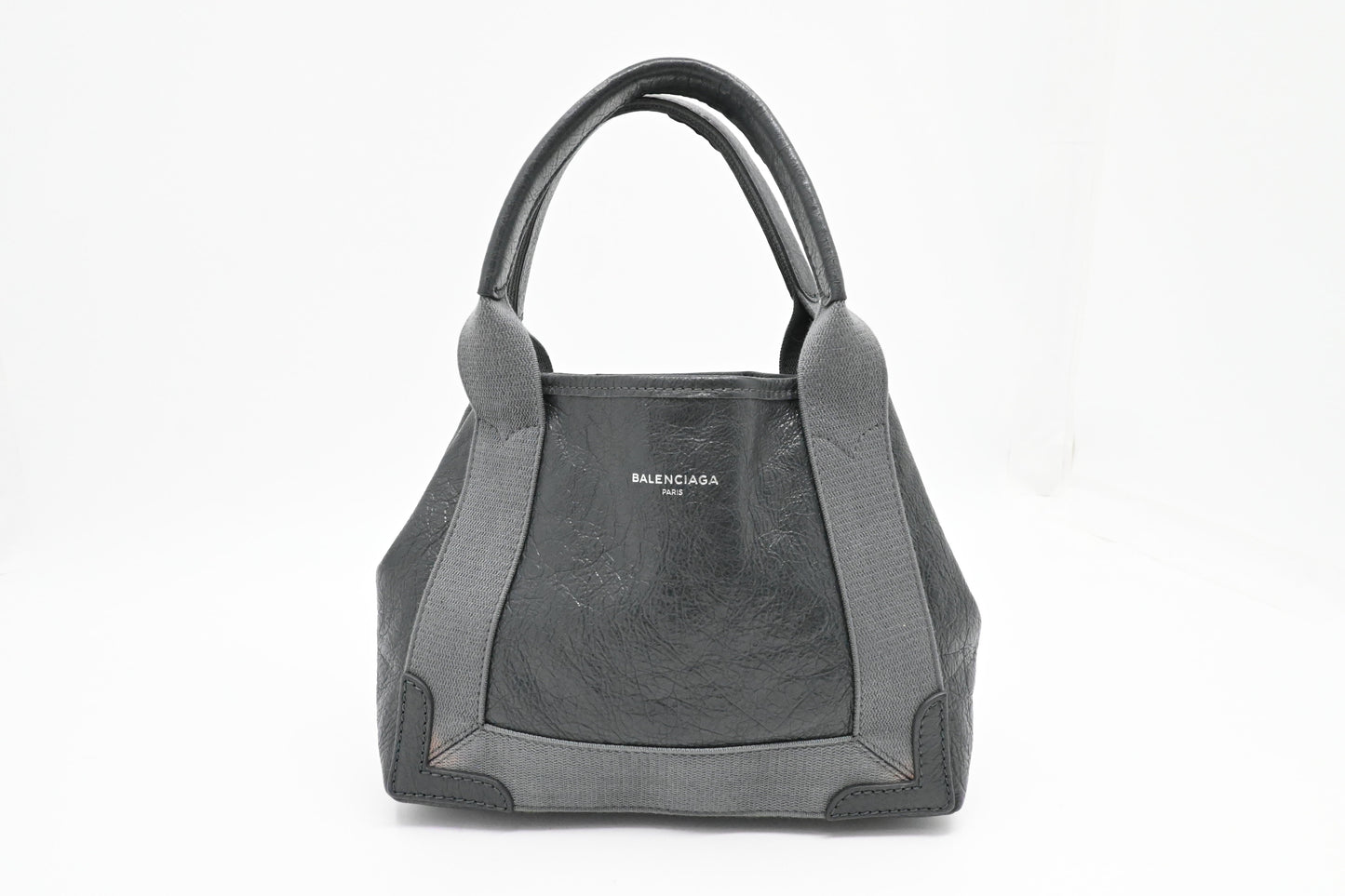 Balenciaga Navy Cabas XS Tote in Gray Leather