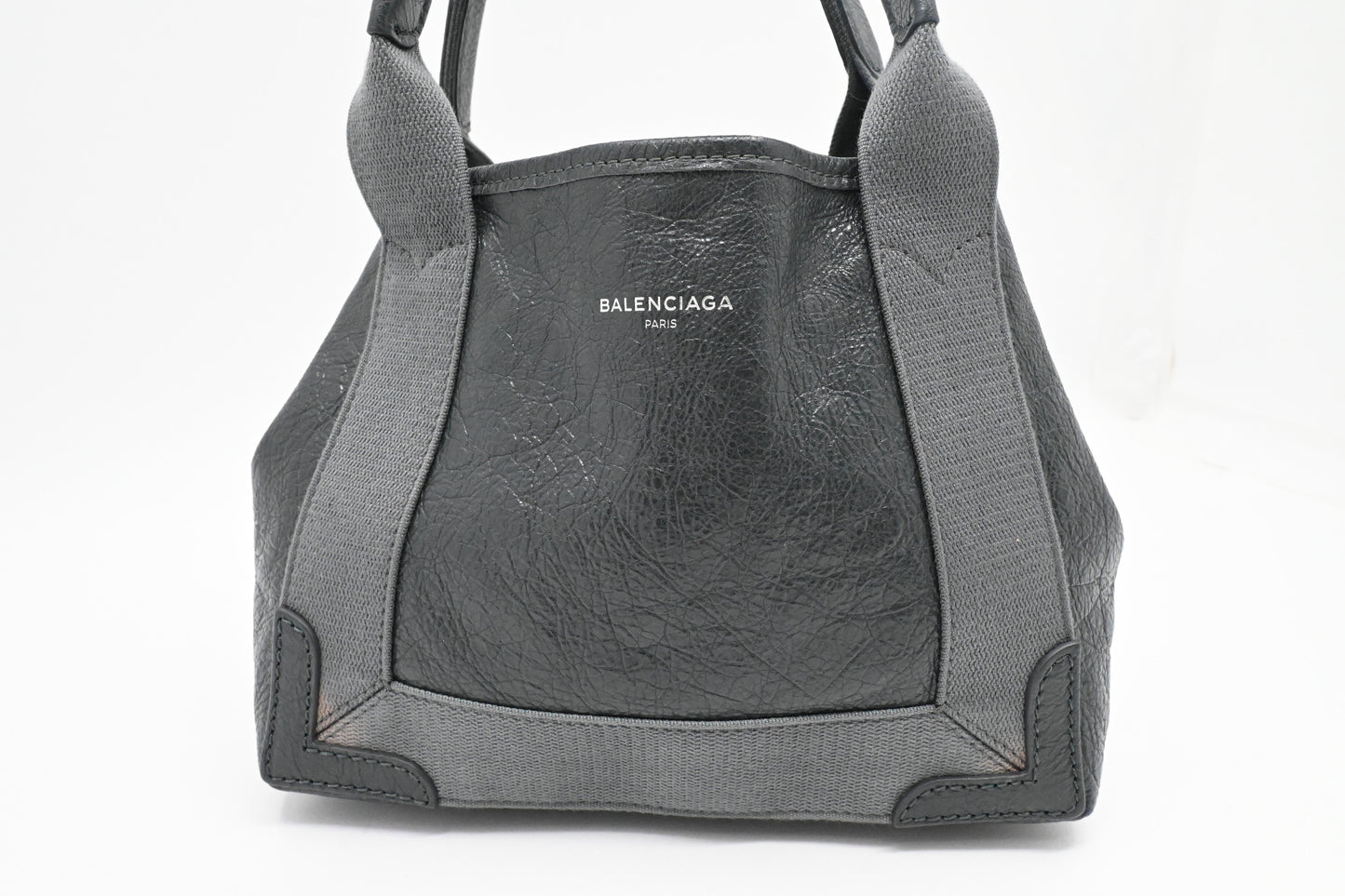 Balenciaga Navy Cabas XS Tote in Gray Leather