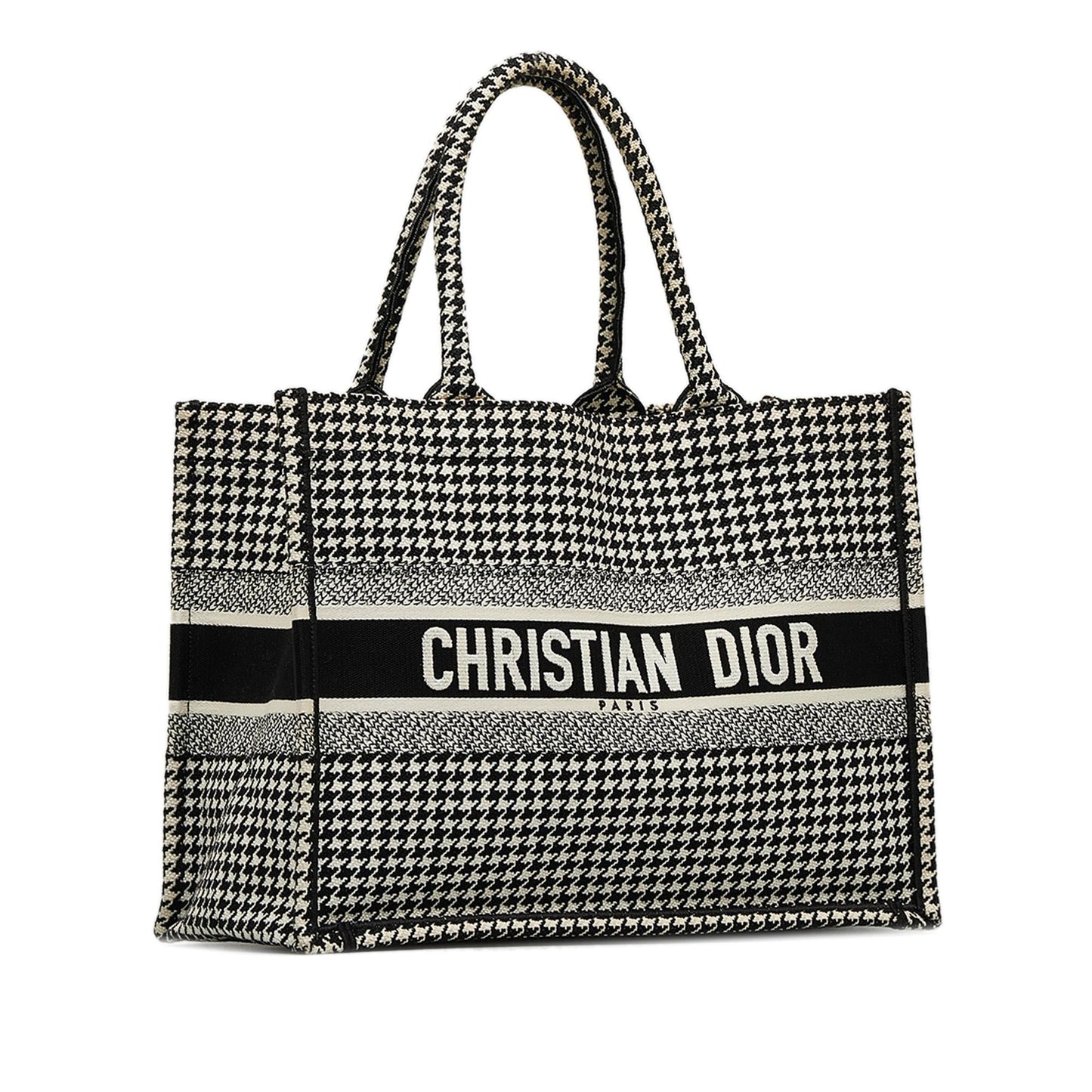 Dior Medium Houndstooth Embroidered Book Tote (SHG-AoRUVr)