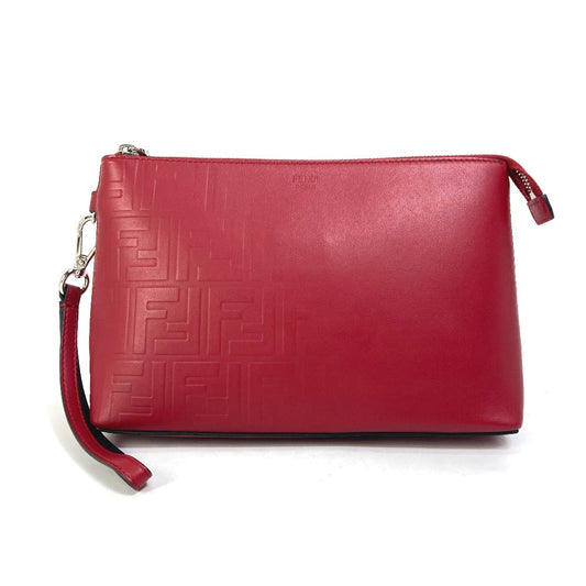 FENDI Clutch bag 7N0106 leather Red Zucca mens