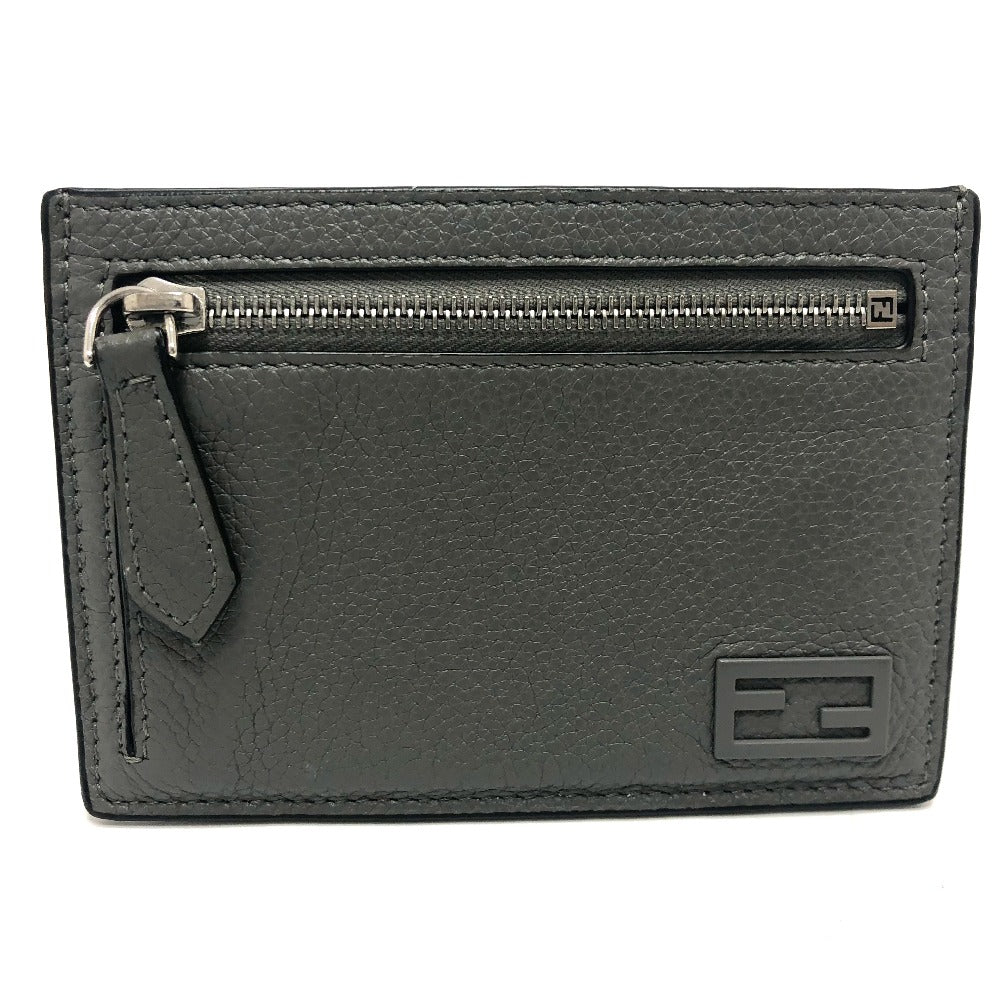 FENDI Card Case 7M0310 leather gray FF Baguette mens