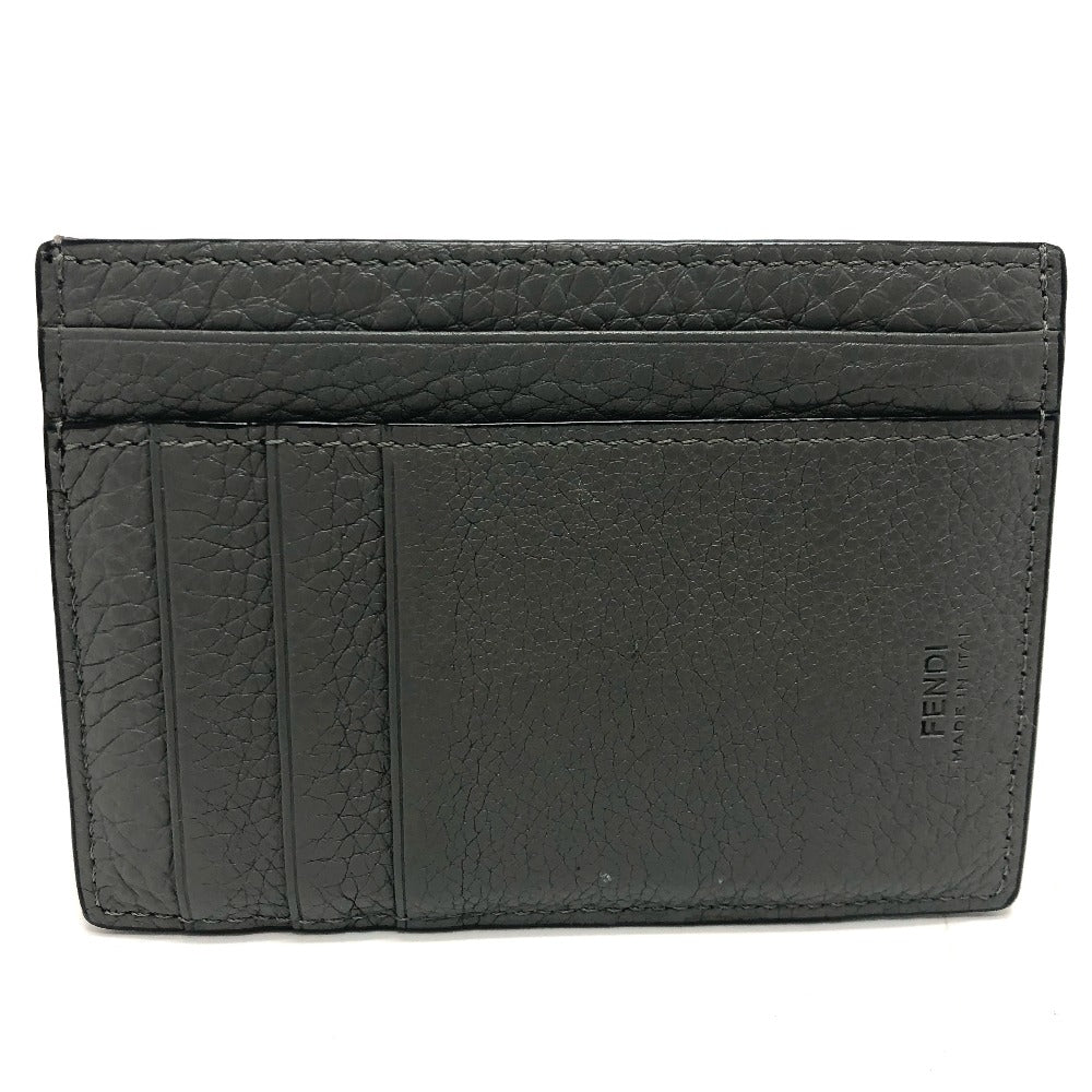 FENDI Card Case 7M0310 leather gray FF Baguette mens