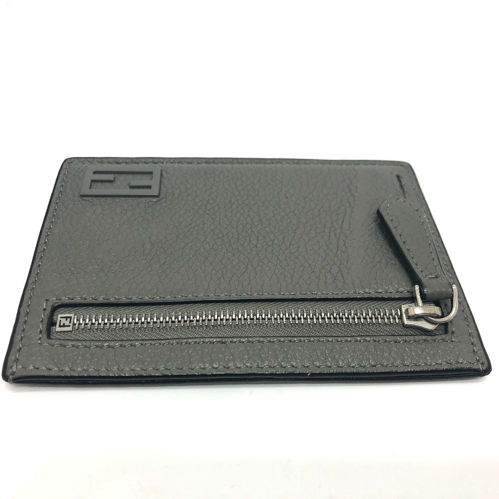 FENDI Card Case 7M0310 leather gray FF Baguette mens