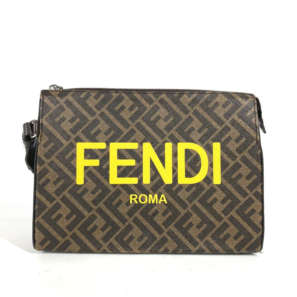 FENDI Clutch bag 7VA564 Leather / canvas Brown Zucca logo mens