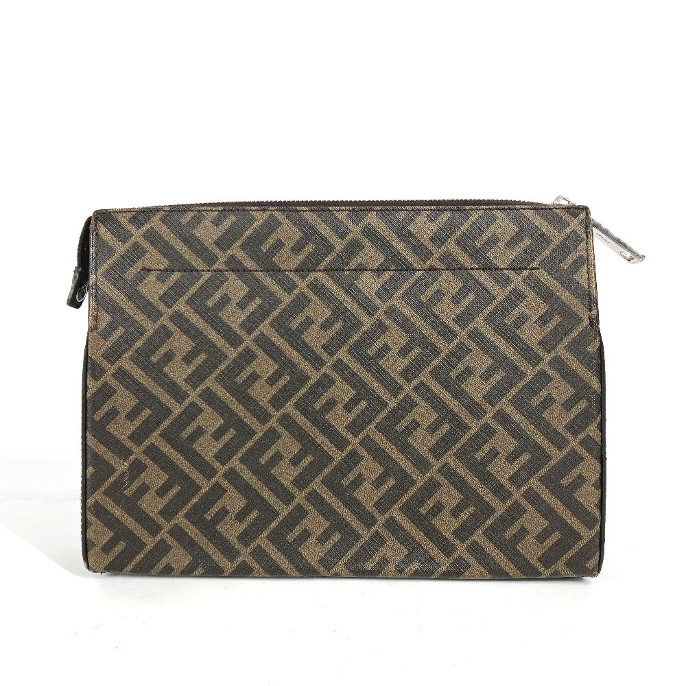 FENDI Clutch bag 7VA564 Leather / canvas Brown Zucca logo mens