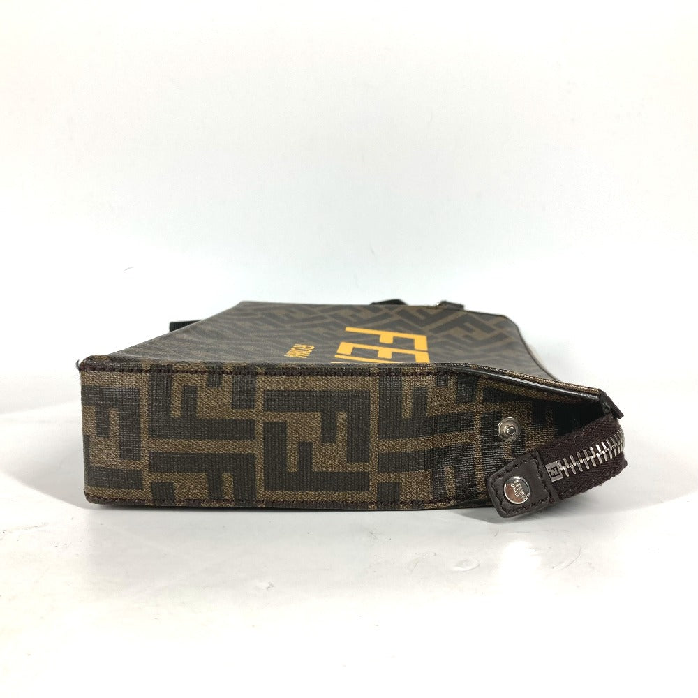 FENDI Clutch bag 7VA564 Leather / canvas Brown Zucca logo mens