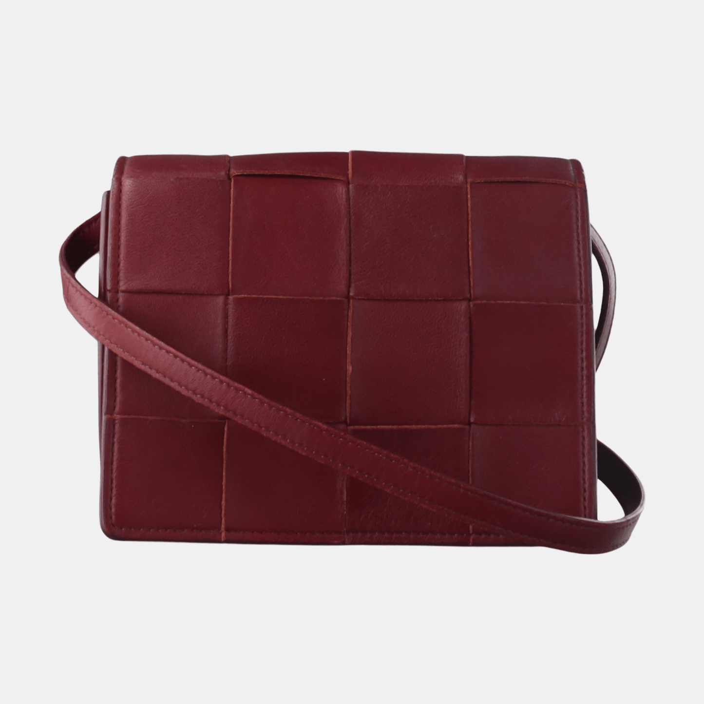 Bottega Veneta Cassette Mini Burgundy Leather Crossbody Bag