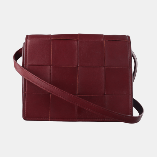 Bottega Veneta Cassette Mini Burgundy Leather Crossbody Bag