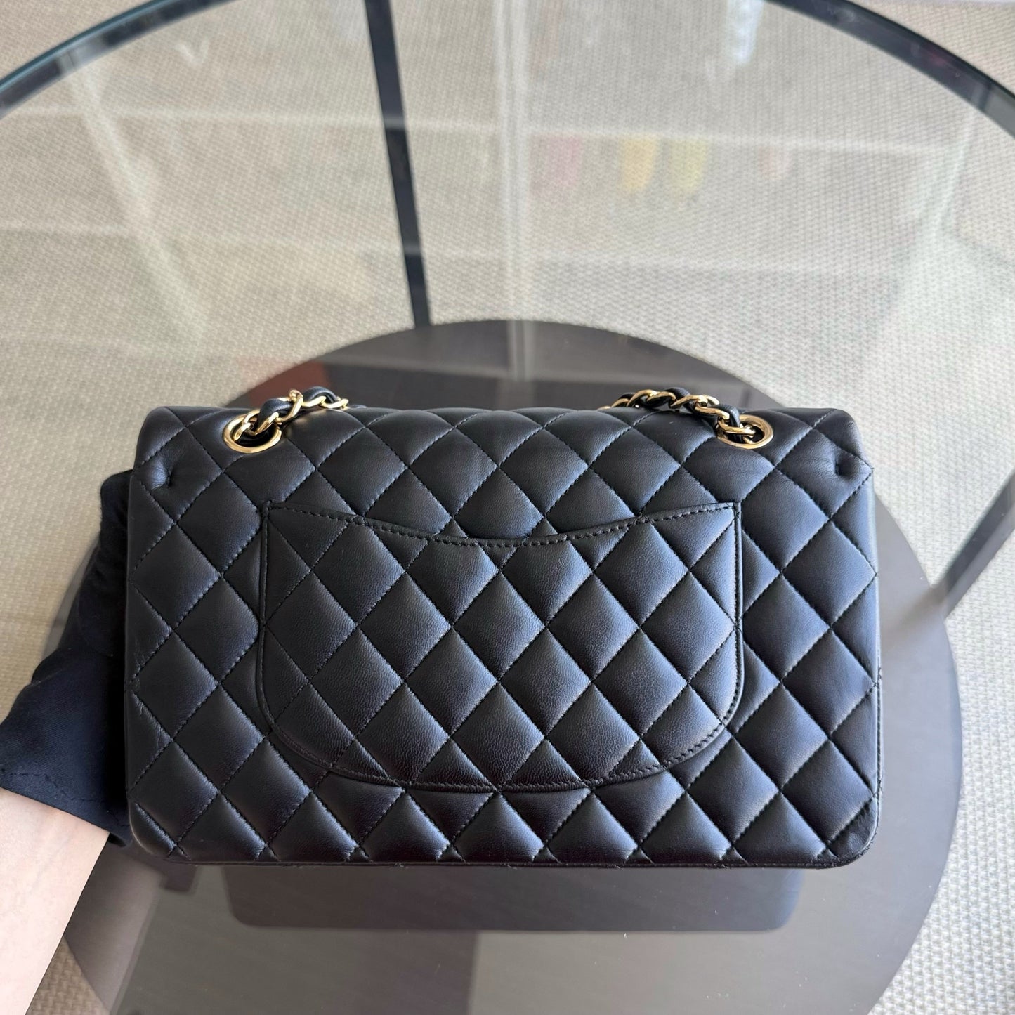 Chanel Classic Flap Medium - 25CM Quilted Lambskin Black Gold Hardware Series 28