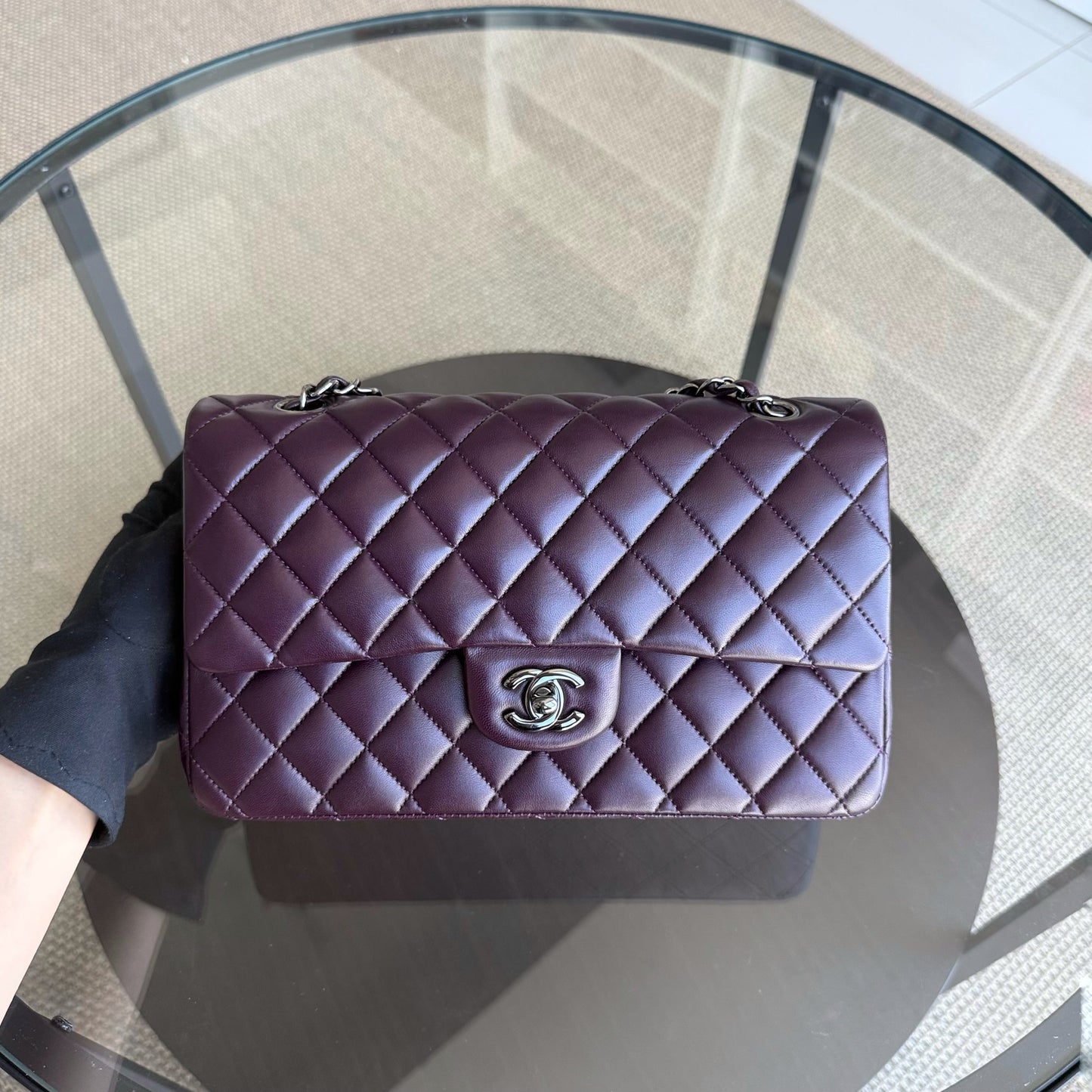 Chanel Classic Flap Medium - 25CM Quilted Lambskin Purple Black Hardware Series 15