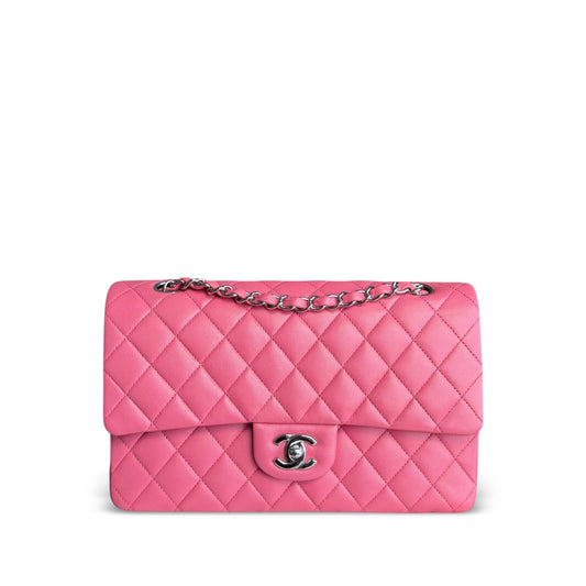 Chanel Classic Flap Medium - 25CM Quilted Lambskin Light Pink Silver Hardware Series 16