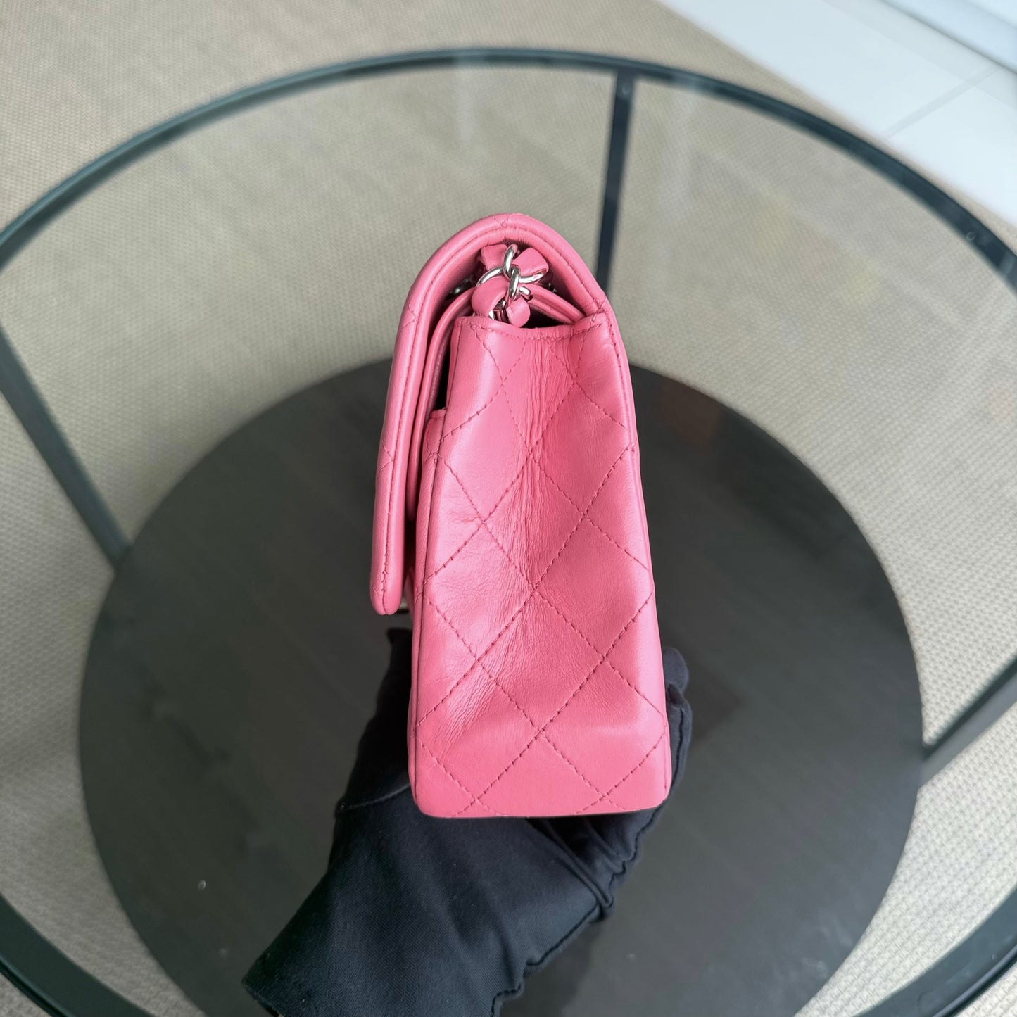 Chanel Classic Flap Medium - 25CM Quilted Lambskin Light Pink Silver Hardware Series 16