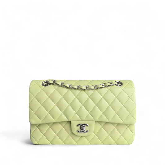 Chanel Classic Flap Medium - 25CM Quilted Lambskin Lime Silver Hardware Series 14