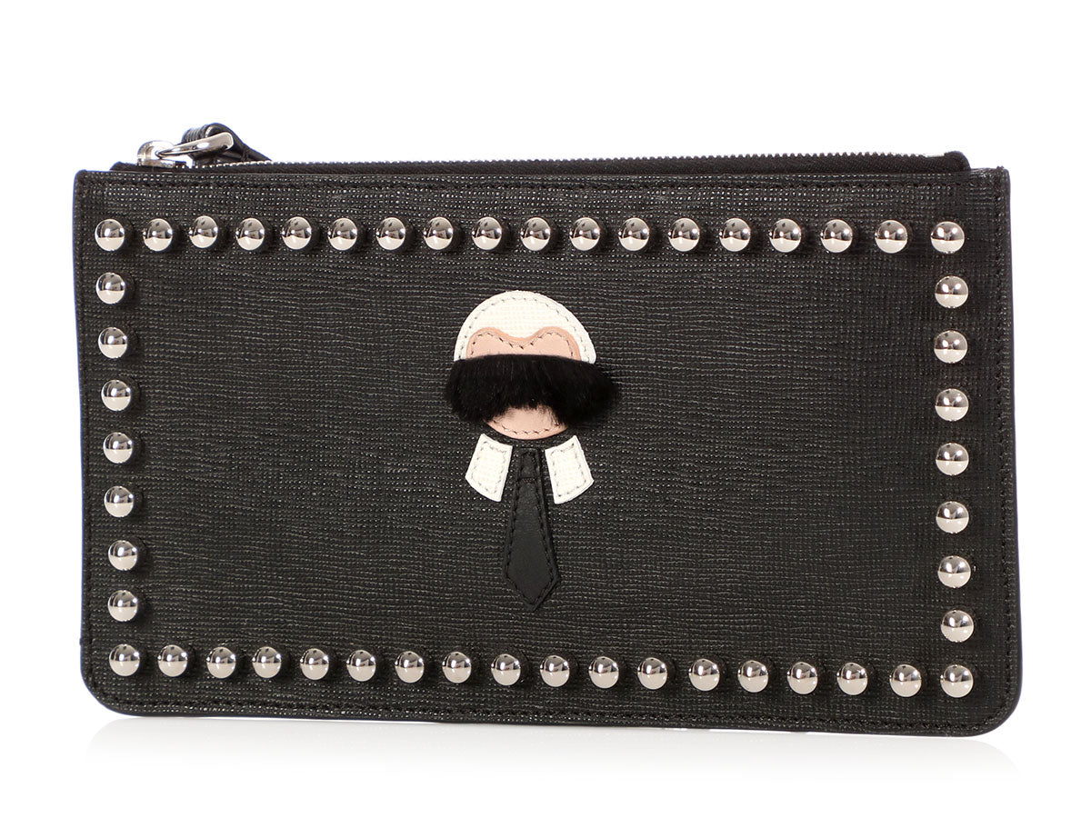 Fendi Black Studded Karlito Wristlet