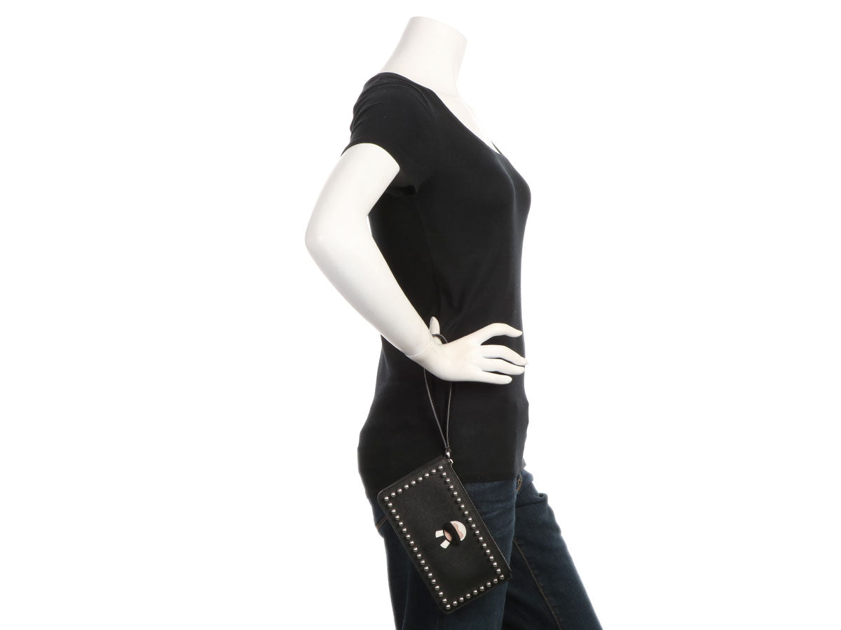 Fendi Black Studded Karlito Wristlet