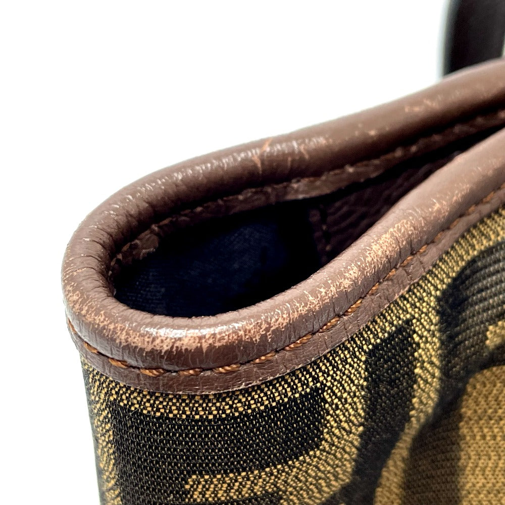 FENDI Tote Bag 8BH268 Leather / canvas Brown Zucca FF pattern Shoulder