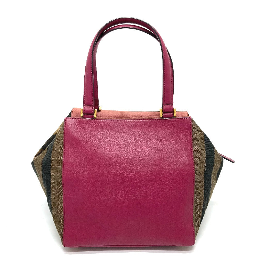 FENDI Handbag 8BN251 Leather / canvas Brown x purple type Pecan Women