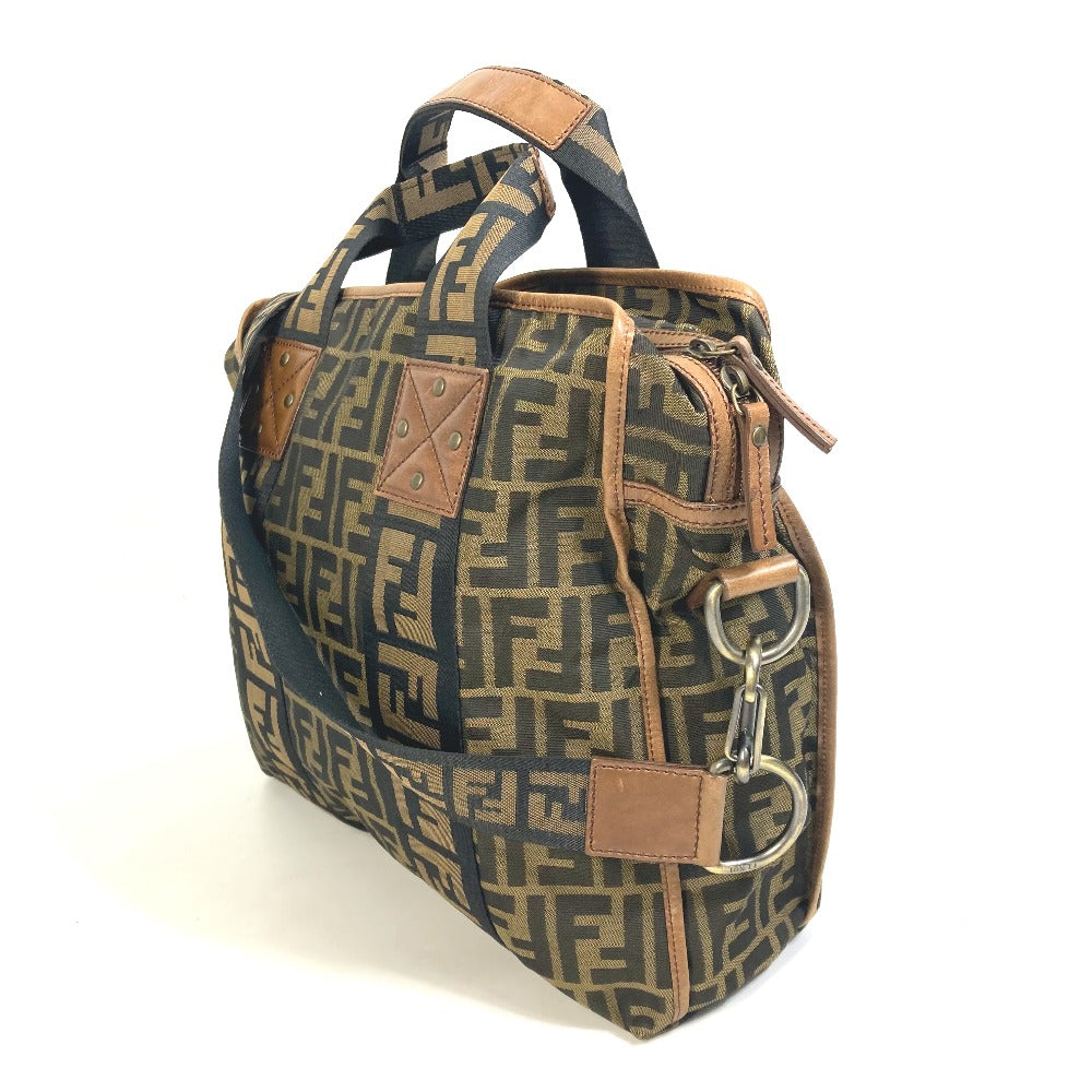 FENDI Tote Bag 7VA158 Leather / canvas Brown Zucca FF pattern Handbag 2WAY Bag Shoulder Bag Women