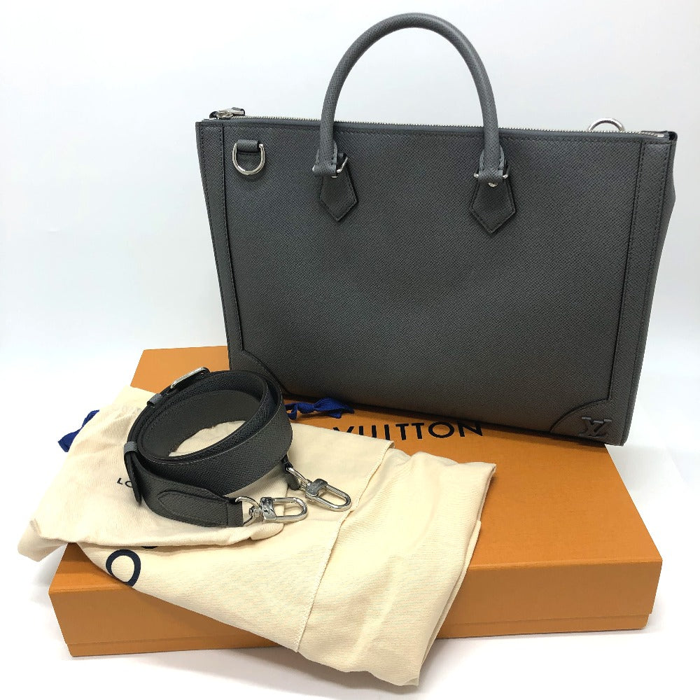LOUIS VUITTON Business bag M30856 Taiga Leather gray Taiga Slim briefcase mens  d
