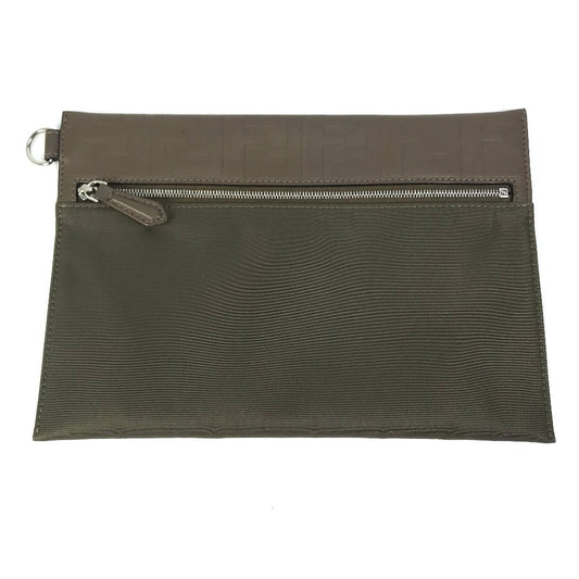 FENDI Pouch 7N0108 Nylon / leather khaki Zucca Women