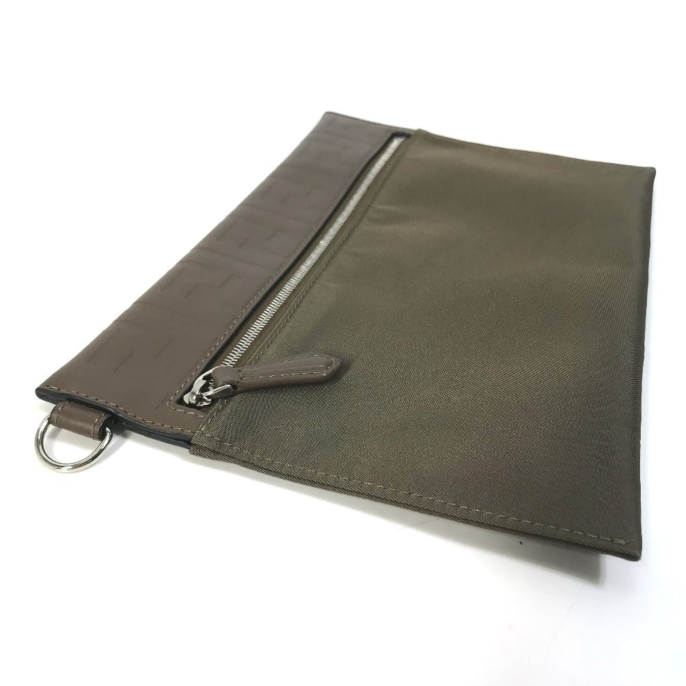 FENDI Pouch 7N0108 Nylon / leather khaki Zucca Women