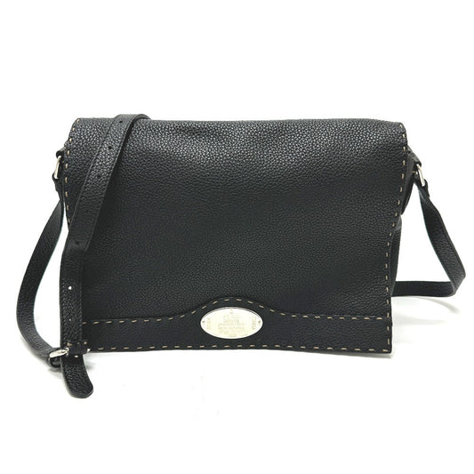 FENDI Shoulder Bag 8BT116 leather black Celeria unisex(Unisex)