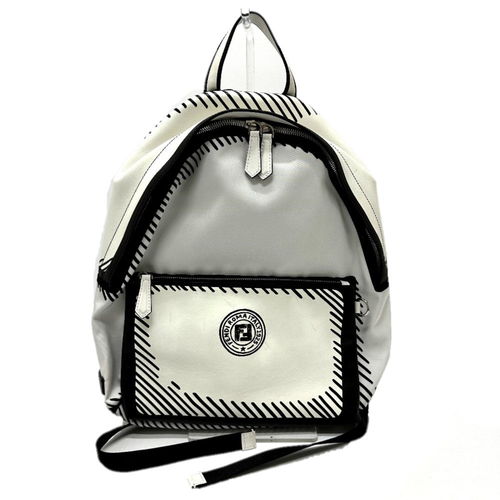 FENDI Backpack 7VZ042 Canvas / leather white Joshua Vides California Sky Backpack mens