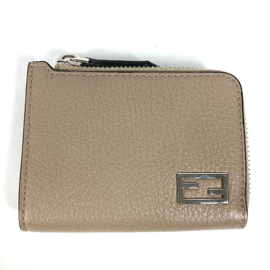 FENDI Coin case 7M0330 leather Beige type Fragment case Wallet logo mens