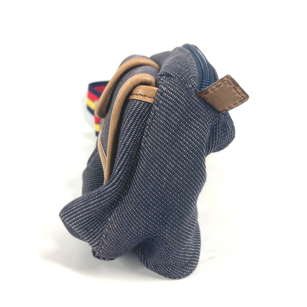 FENDI Sling bag Leather / canvas blue Denim Rainbow logo FF Women