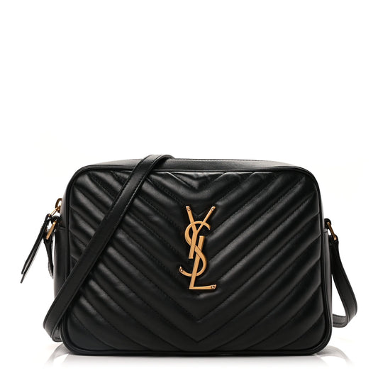 Saint Laurent Calfskin Matelasse Monogram Lou Camera Bag  Black