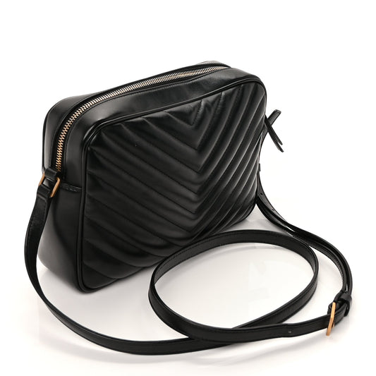Saint Laurent Calfskin Matelasse Monogram Lou Camera Bag  Black