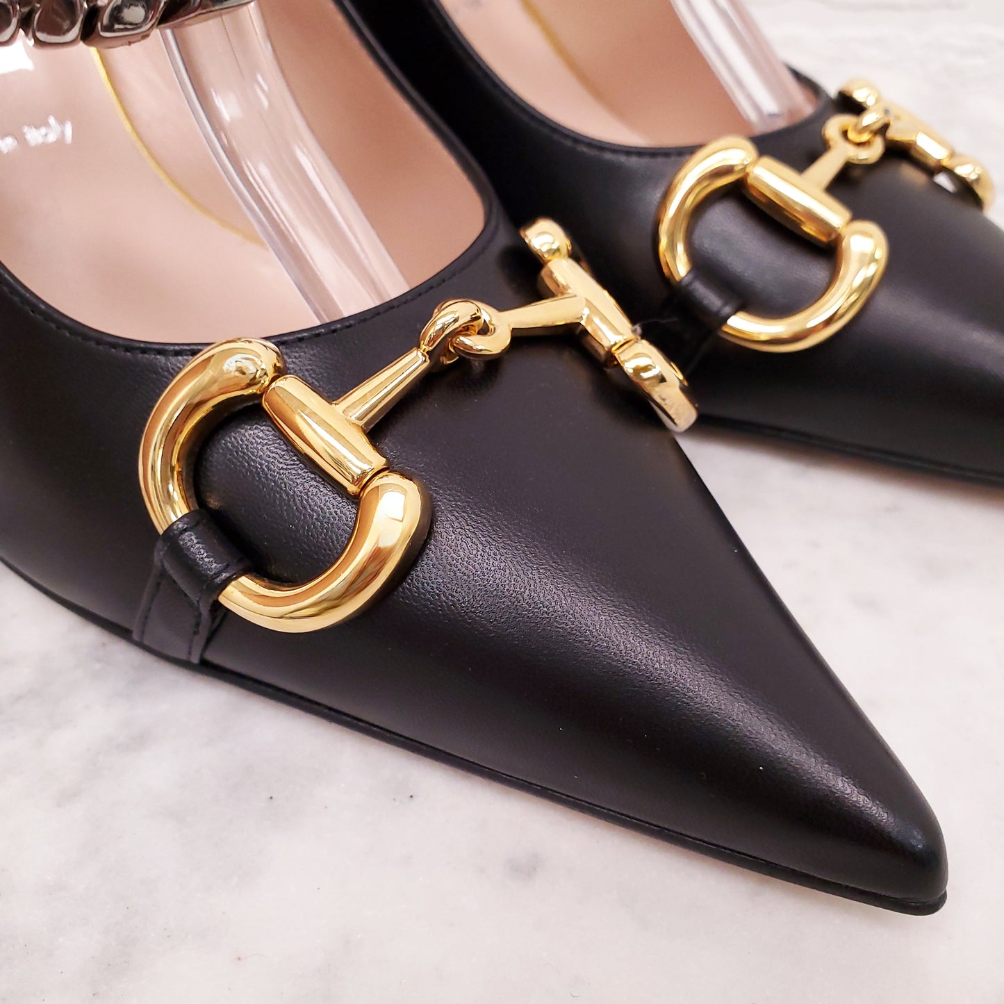 GUCCI BLACK SYLVIE CHAIN HEELS - SIZE 40
