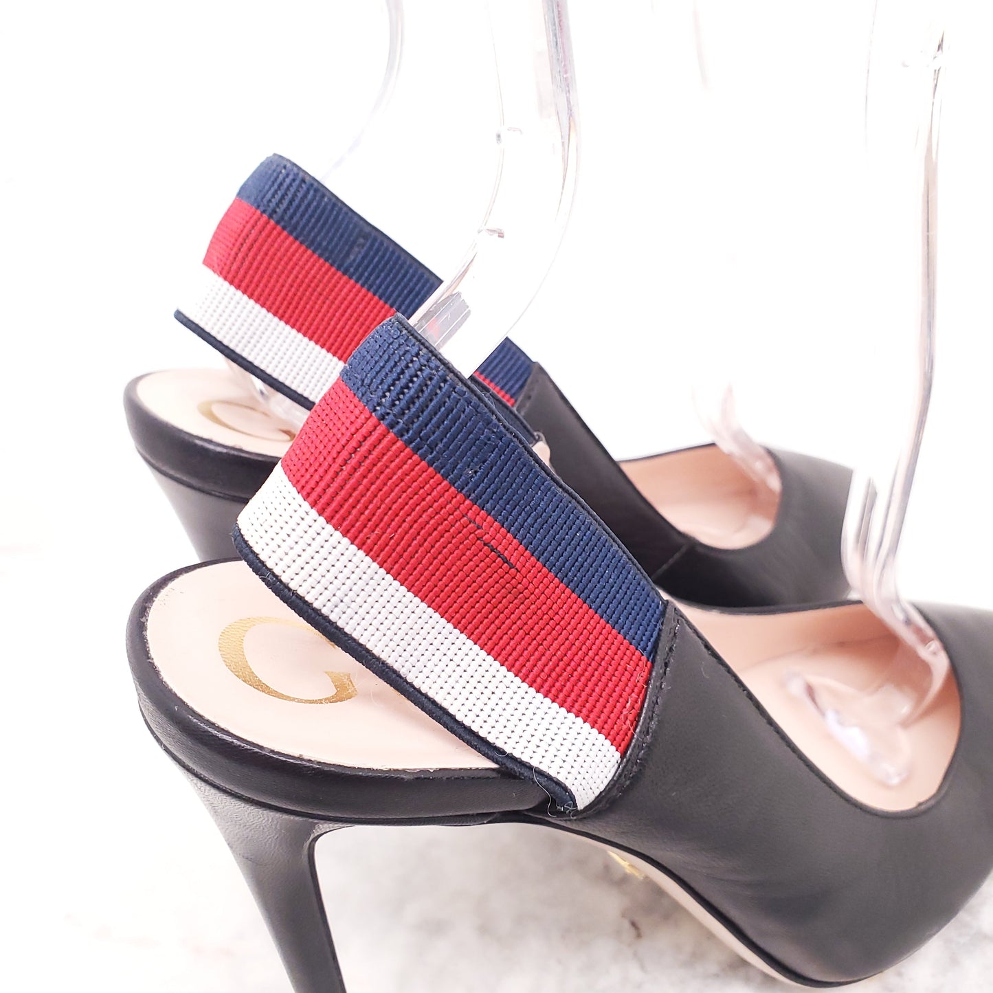 GUCCI BLACK SYLVIE RIBBON HEELS - SIZE 38.5