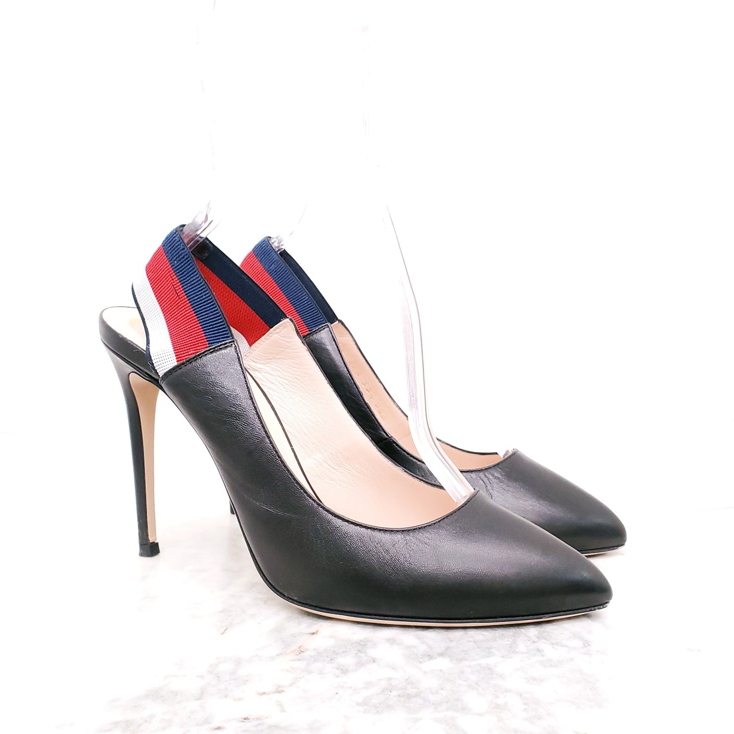 GUCCI BLACK SYLVIE RIBBON HEELS - SIZE 38.5