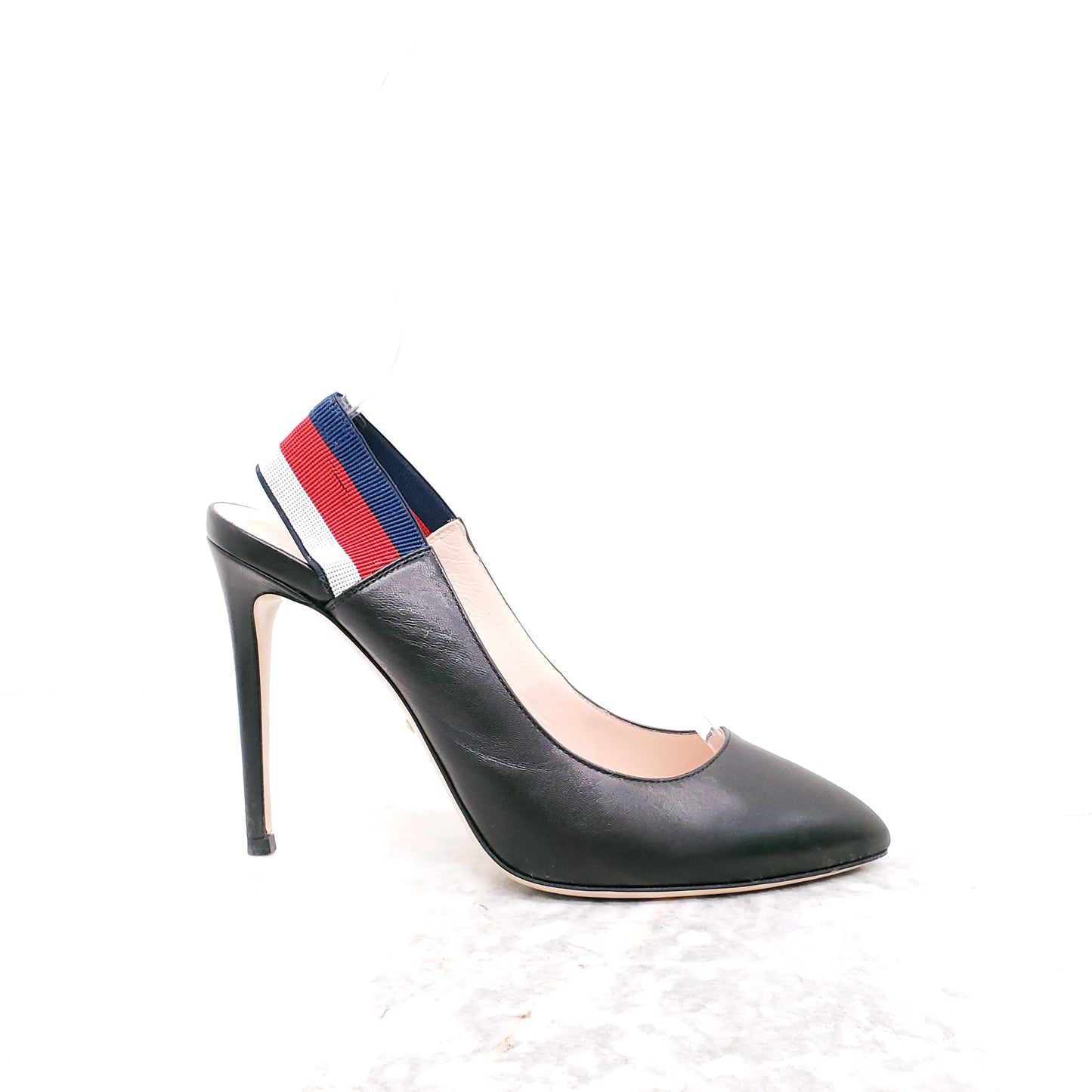GUCCI BLACK SYLVIE RIBBON HEELS - SIZE 38.5