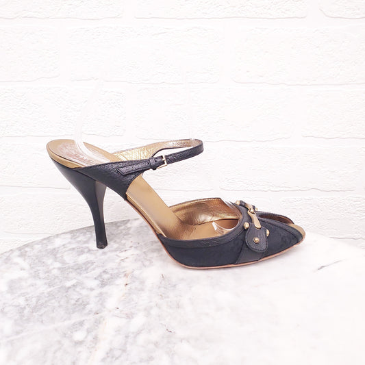 GUCCI LOGO PEEP TOE WITH LOGO - SIZE 10.5(40.5)