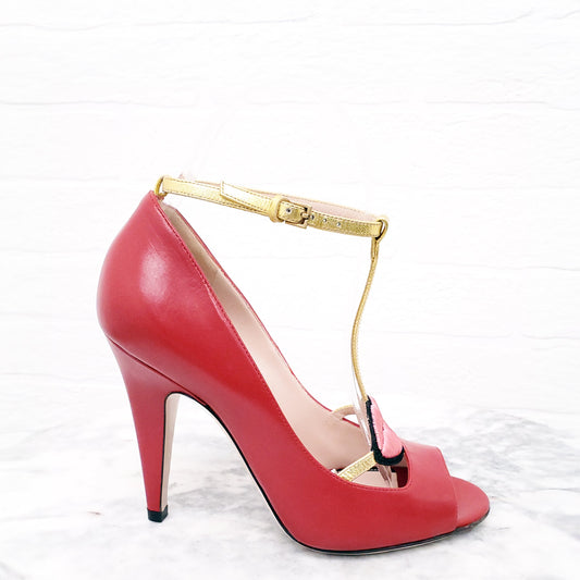 GUCCI RED LIP HEELS - SIZE 36.5