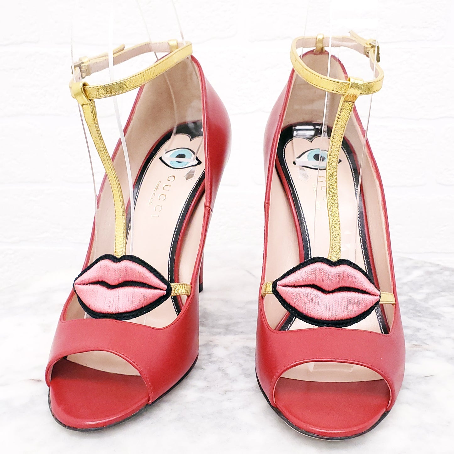 GUCCI RED LIP HEELS - SIZE 36.5